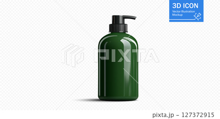Green dispenser bottle mockup showcasing a sleek design for personal care or cleaning products 127372915