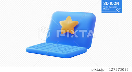 3D illustration of a laptop with a star icon 127373055