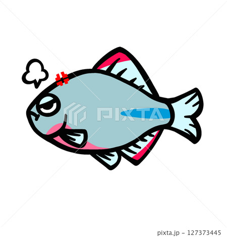 かわいい怒るヤリタナゴのイラスト 127373445