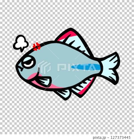 かわいい怒るヤリタナゴのイラスト 127373445