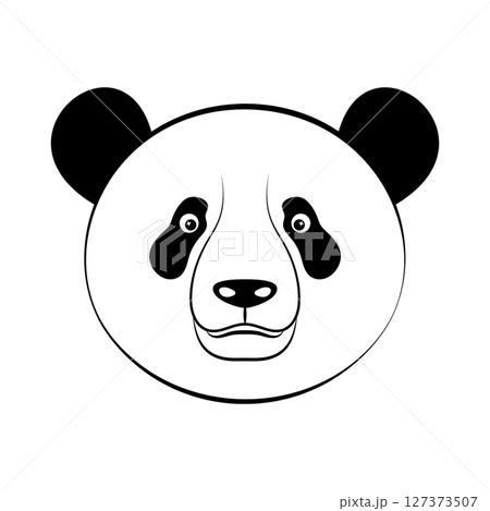 Cute Panda Face Vector Illustration. The design features the pandas round head with two large, black ears, expressive eyes with black patches, a small oval nose and a subtle smile. Cute Panda Face Vector Illustration. The design features the pandas round head with two large, black ears, expressive eyes with black patches, a small oval nose and a subtle smile. 127373507