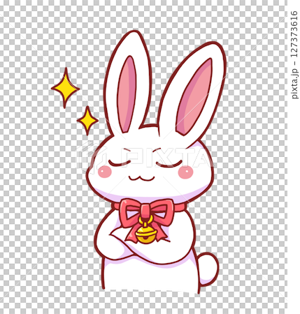 腕を組むウサギ 127373616
