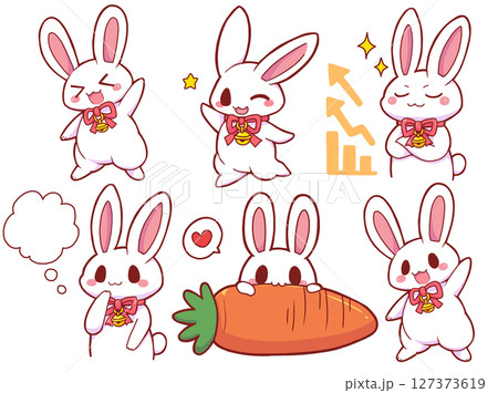 ポジティブなウサギのセット 127373619