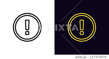Outline exclamation sign, with editable stroke. Warning icon with exclamation mark, round caution sign. Risk attention icon, error caution, alarm, important message, danger alert sign. Vector icon Outline exclamation sign, with editable stroke. Warning icon with exclamation mark, round caution sign. Risk attention icon, error caution, alarm, important message, danger alert sign. Vector icon 127373679