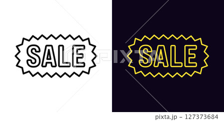 Outline sale icon, with editable stroke. Promo tag with text Sale, special discount. Sale season and shopping, benefit offer, sell out, promotion badge, flash deal, advertisement. Vector icon 127373684