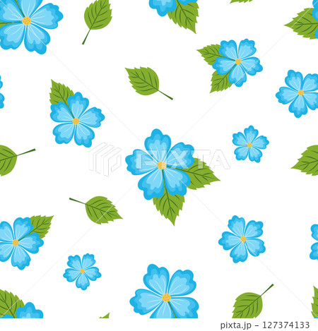 seamless pattern blue flowers on white background seamless pattern blue flowers on white background 127374133