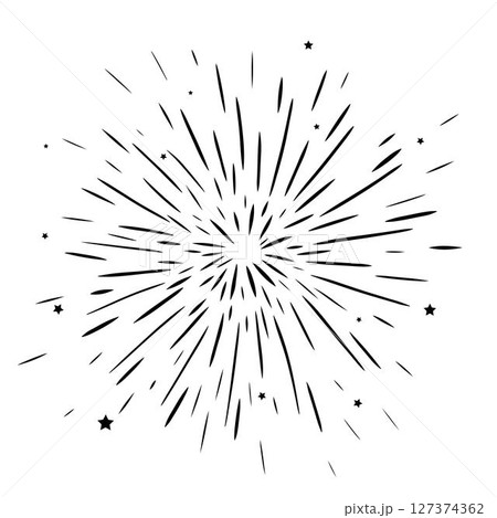 Confetti firework black and white falling composition isolated. Vector graphic line ink illustration. Party festive firework. Carnival confetti isolated on white background. 127374362
