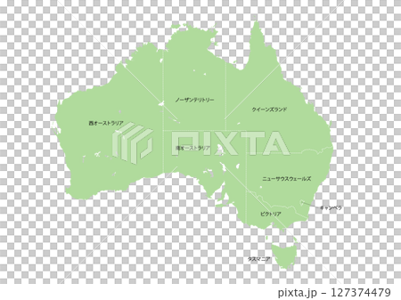 [Japanese] Map of Australia with administrative divisions (with administrative division lines) 127374479