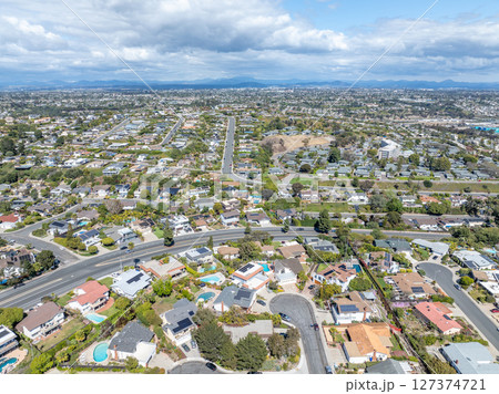 Aerial view of residential urban sprawl in San Diego 127374721