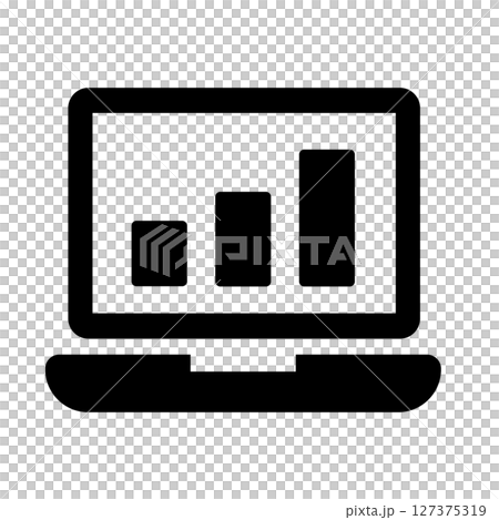 棒グラフが表示されたノートパソコンのアイコン 127375319
