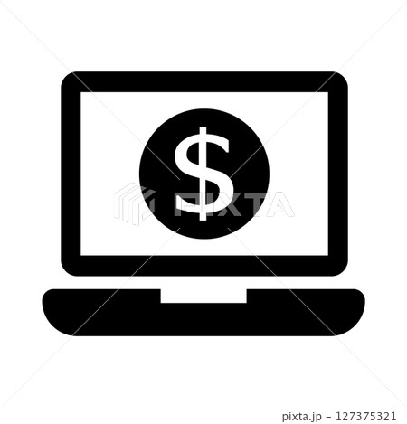 ノートパソコンに表示されたドルマークのアイコン ノートパソコンに表示されたドルマークのアイコン 127375321