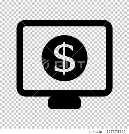 デスクトップパソコンに表示されたドルマークのアイコン デスクトップパソコンに表示されたドルマークのアイコン 127375322