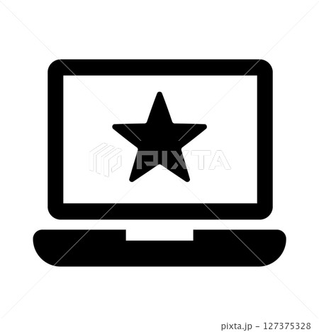 評価、口コミを表すノートパソコンと星マークのアイコン 127375328