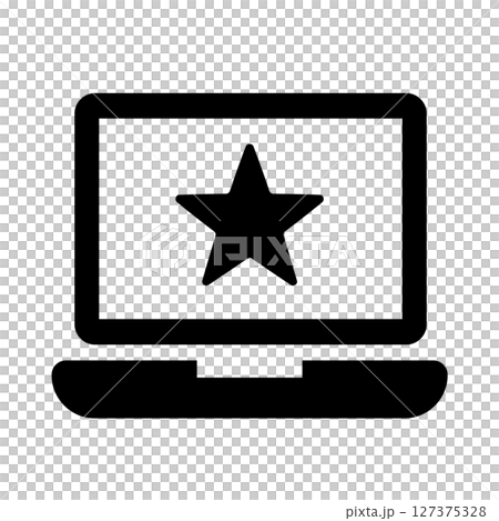 評価、口コミを表すノートパソコンと星マークのアイコン 127375328