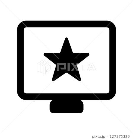 評価、口コミを表すデスクトップパソコンと星マークのアイコン 127375329