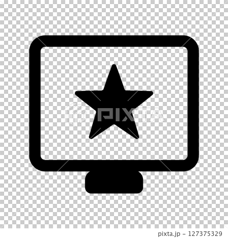 評価、口コミを表すデスクトップパソコンと星マークのアイコン 127375329