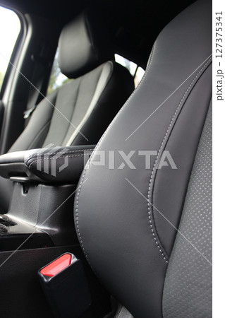 Detailed Vertical Stock Photo Of Black Leather And Alcantara Trim On A Seats And Armrest In Expensive Car Interior Detailed Vertical Stock Photo Of Black Leather And Alcantara Trim On A Seats And Armrest In Expensive Car Interior 127375341