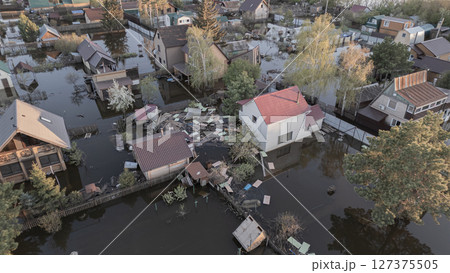 Floods on the planet, global warming. Climate change,natural disastersthe riot of nature. The apocalypse, catastrophes.Storms and destruction.The remnants of human life are floating in dirty water.End Floods on the planet, global warming. Climate change,natural disastersthe riot of nature. The apocalypse, catastrophes.Storms and destruction.The remnants of human life are floating in dirty water.End 127375505