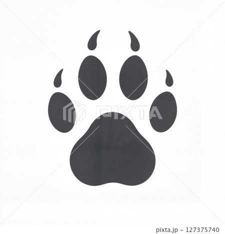 Detailed raccoon paw print illustration on white background, symbolism of wildlife 127375740