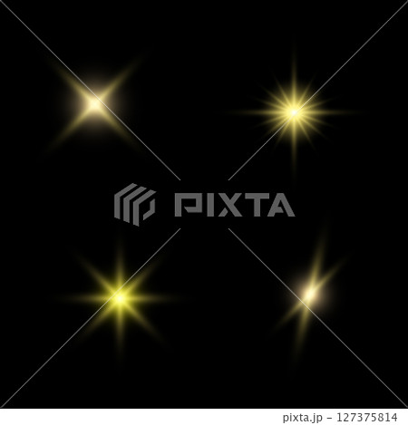 Yellow Sparkles on Black Background 127375814