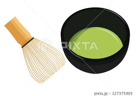抹茶と茶筅のイメージイラスト素材 ベクター 抹茶と茶筅のイメージイラスト素材 ベクター 127375905