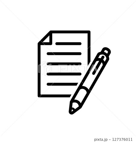 シンプルでかわいい紙とペンのアイコン シンプルでかわいい紙とペンのアイコン 127376011