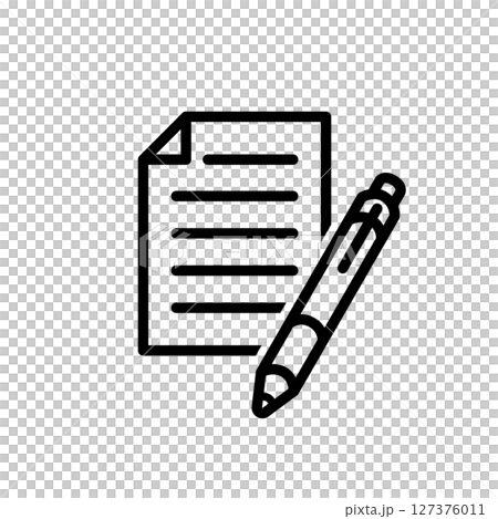 シンプルでかわいい紙とペンのアイコン シンプルでかわいい紙とペンのアイコン 127376011
