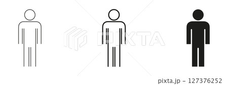 Human Figure Line And Solid Icon Set. Gender Neutral Person Symbol Collection For User Interface And Design. Minimalist Human Silhouette Icon. Isolated Vector Illustration 127376252