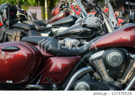 Chrome V-Twin Engines in Cruiser Motorcycle Lineup 127376528