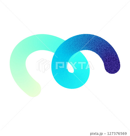 Abstract fluid gradient shape with 3D liquid brush strokes, blurred neon waves, holographic color blend design. Flat vector illustration isolated on white background. 127376569