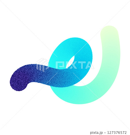Abstract fluid gradient shape with 3D liquid brush strokes, blurred neon waves, holographic color blend design. Flat vector illustration isolated on white background. 127376572
