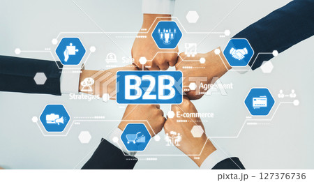 Business to Business Partnership Concept with Hands Joining Together for Collaboration and Success in E-commerce and Strategic Agreements. Amity 127376736