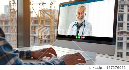 Doctor video call online by brisk telemedicine software application 127376951