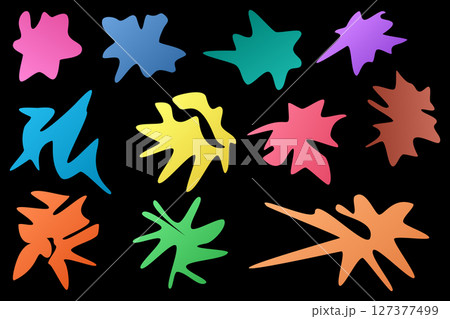 Set of colorful abstract paint splashes of different colors on black background. Artistic elements for school creativity and design. For back to school theme, education visual, educational concept. 127377499