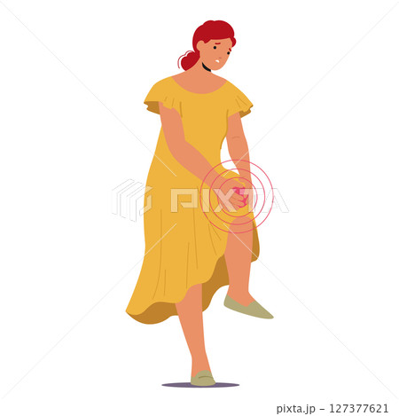 Woman cartoon character suffering from joint pain menopause symptom isolated on white background Woman cartoon character suffering from joint pain menopause symptom isolated on white background 127377621