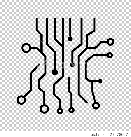 抽象電路板簡單的黑色和白色圖標 127378697
