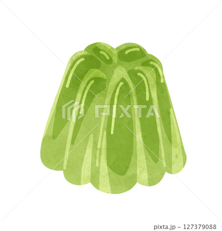 緑色のゼリー 水彩風手描きイラスト 緑色のゼリー 水彩風手描きイラスト 127379088