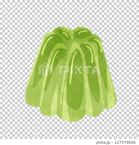 緑色のゼリー 水彩風手描きイラスト 緑色のゼリー 水彩風手描きイラスト 127379088