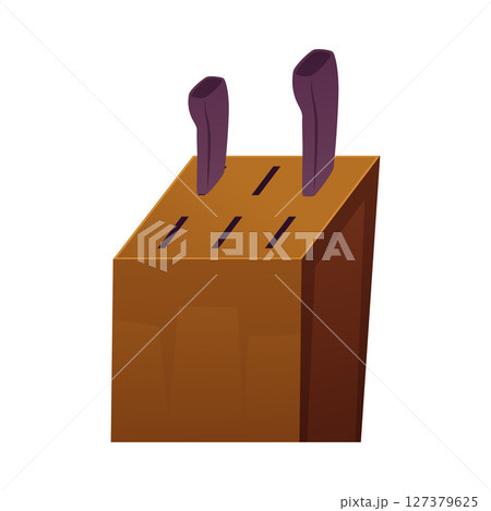 Vector illustration of knives in a stand. Kitchen utensils. Vector illustration of knives in a stand. Kitchen utensils. 127379625