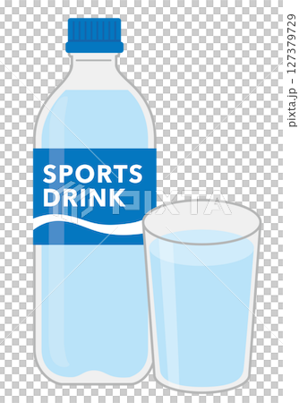 ソフトドリンク_スポーツドリンク(ペットボトルとグラス) ソフトドリンク_スポーツドリンク(ペットボトルとグラス) 127379729