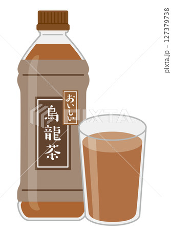 ソフトドリンク_烏龍茶（ペットボトルとグラス） 127379738