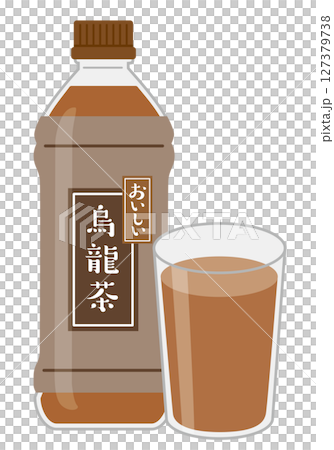 ソフトドリンク_烏龍茶（ペットボトルとグラス） 127379738