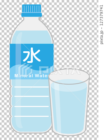 ソフトドリンク_水（ペットボトルとグラス） 127379741