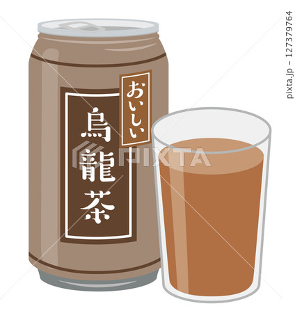 ソフトドリンク_烏龍茶（缶とグラス） 127379764