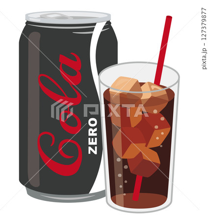 缶ジュース_コーラ（缶とグラス） 127379877