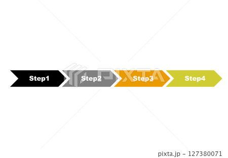 ステップ付きカラフル矢印バー(4段階)|フローチャート・手順説明に使える図解素材 ステップ付きカラフル矢印バー(4段階)|フローチャート・手順説明に使える図解素材 127380071