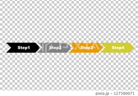 ステップ付きカラフル矢印バー(4段階)|フローチャート・手順説明に使える図解素材 ステップ付きカラフル矢印バー(4段階)|フローチャート・手順説明に使える図解素材 127380071