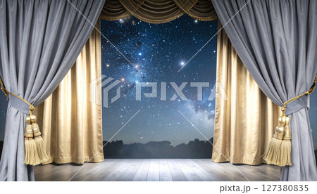 velvet theater curtains copy space in between. Background concept. Generated Image 127380835