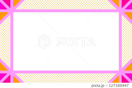 フレーム　白背景　ドット　三角形　ピンク　オレンジ色 127380947