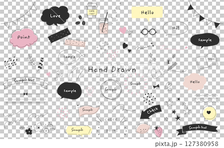 Handwritten speech bubble set Handwritten speech bubble set 127380958